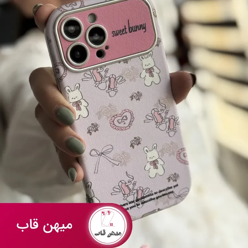 قاب موبایل آیفون خرگوش سوییت بانی + بند عروسکی
