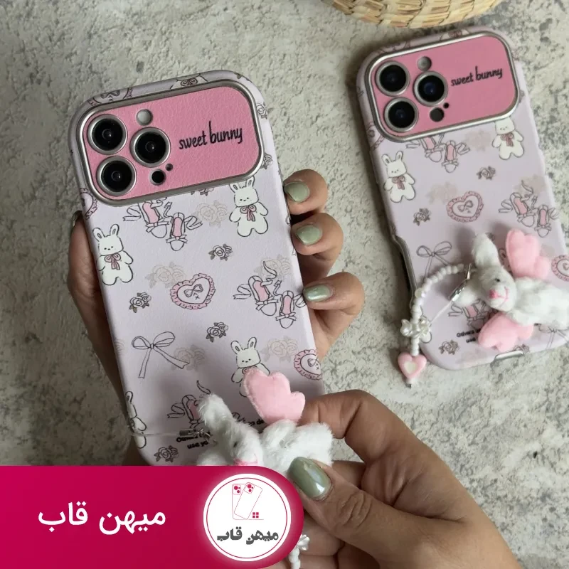 قاب موبایل آیفون خرگوش سوییت بانی + بند عروسکی