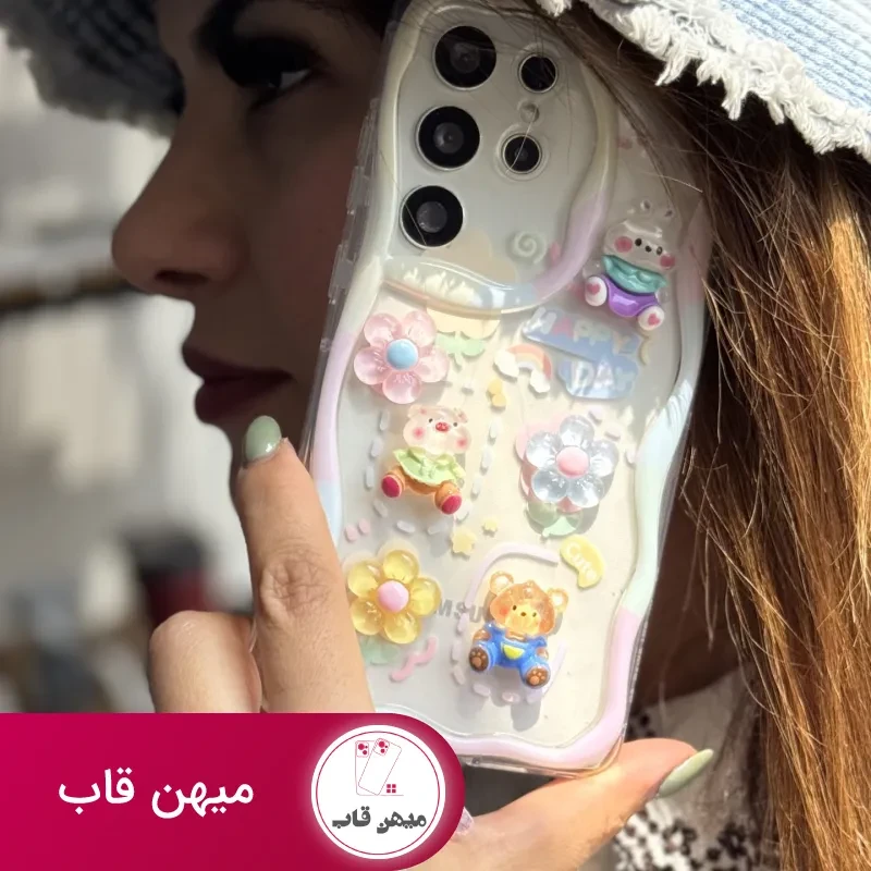 قاب موبایل سامسونگ – آیفون خرگوش و خرس بامزی + بندست بابونه