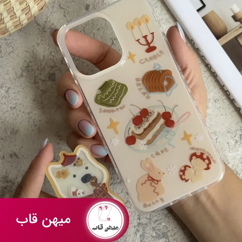 قاب موبایل آیفون کندل کریسمس سگ پاپی + پاپسوکت متحرک