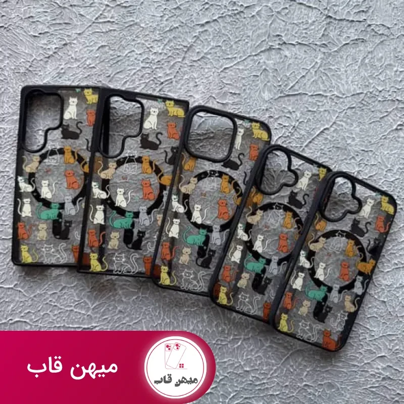 قاب گوشی آیفون گربه های رنگی مگ سیف دار