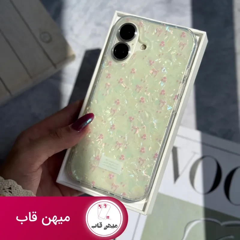 قاب گوشی آیفون يخي ريبون و گل آيفوني