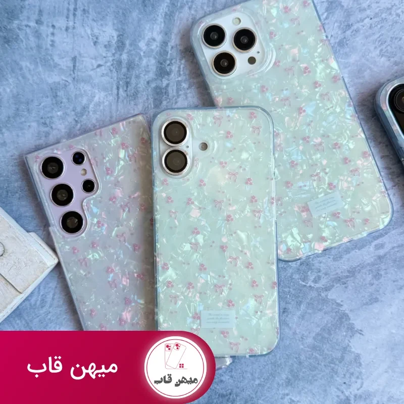 قاب گوشی آیفون يخي ريبون و گل آيفوني