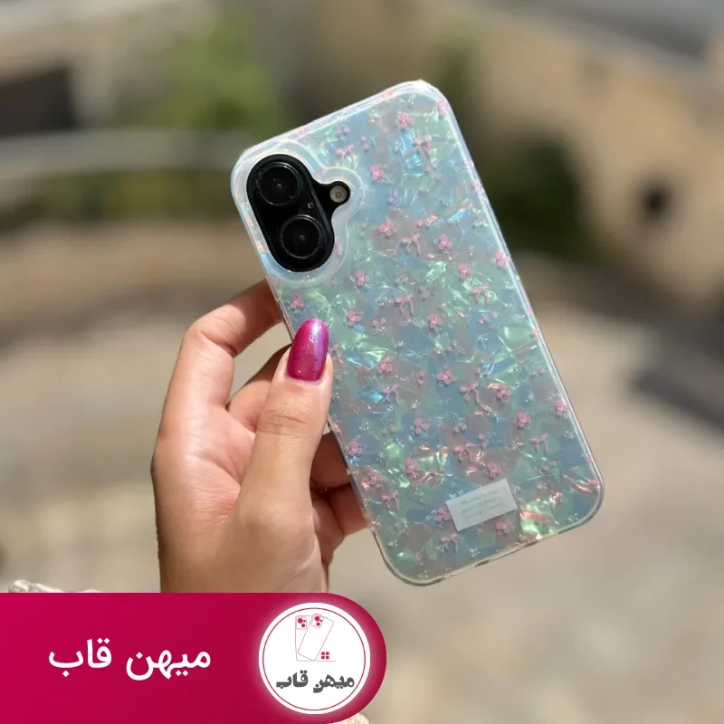 قاب گوشی آیفون يخي ريبون و گل آيفوني