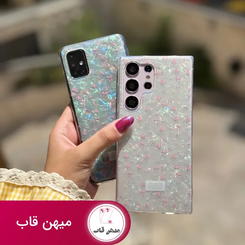 قاب گوشی آیفون يخي ريبون و گل آيفوني