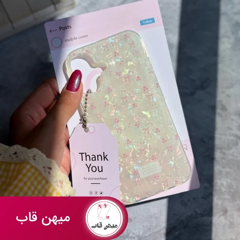 قاب گوشی آیفون يخي ريبون و گل آيفوني