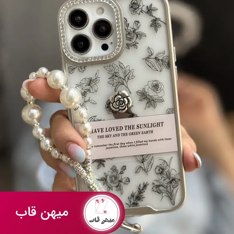 قاب موبایل آیفون گل فلاورز سان لایت + بندست