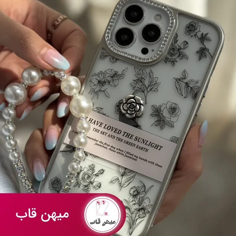 قاب موبایل آیفون گل فلاورز سان لایت + بندست