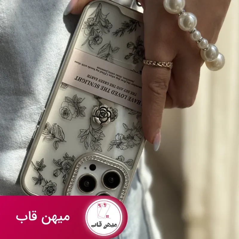 قاب موبایل آیفون گل فلاورز سان لایت + بندست