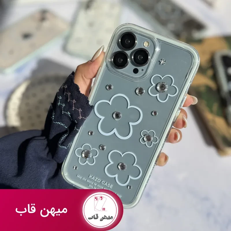 قاب گل آبی نگین دار