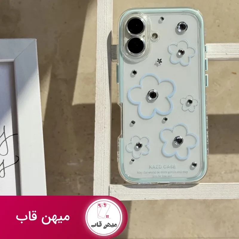 قاب گل آبی نگین دار