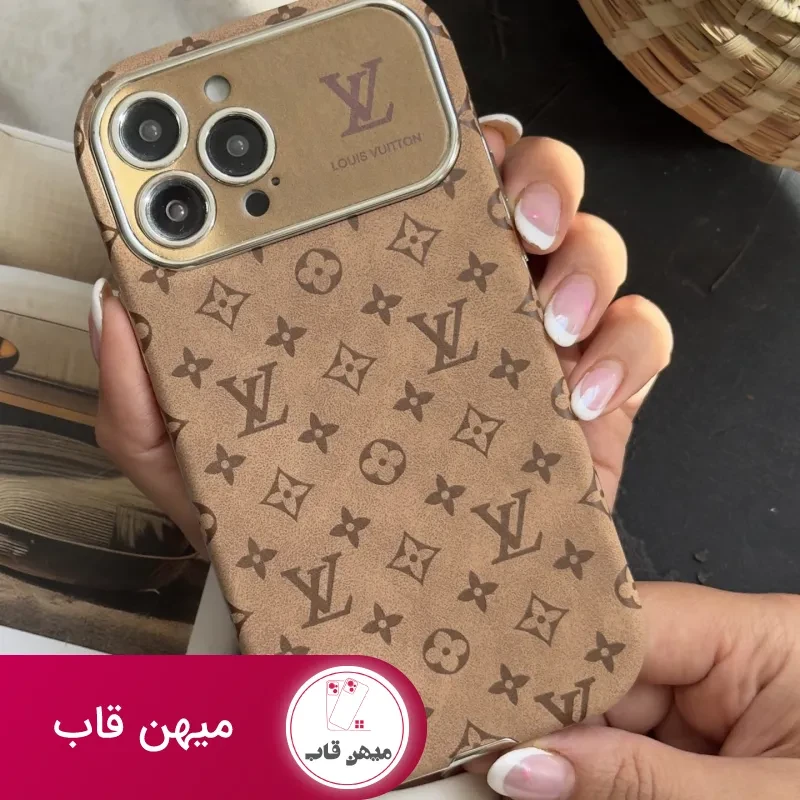قاب موبایل آیفون لویی ویتون مخملی فونتی قهوه ای