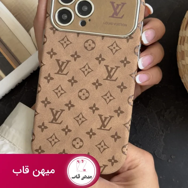 قاب موبایل آیفون لویی ویتون مخملی فونتی قهوه ای