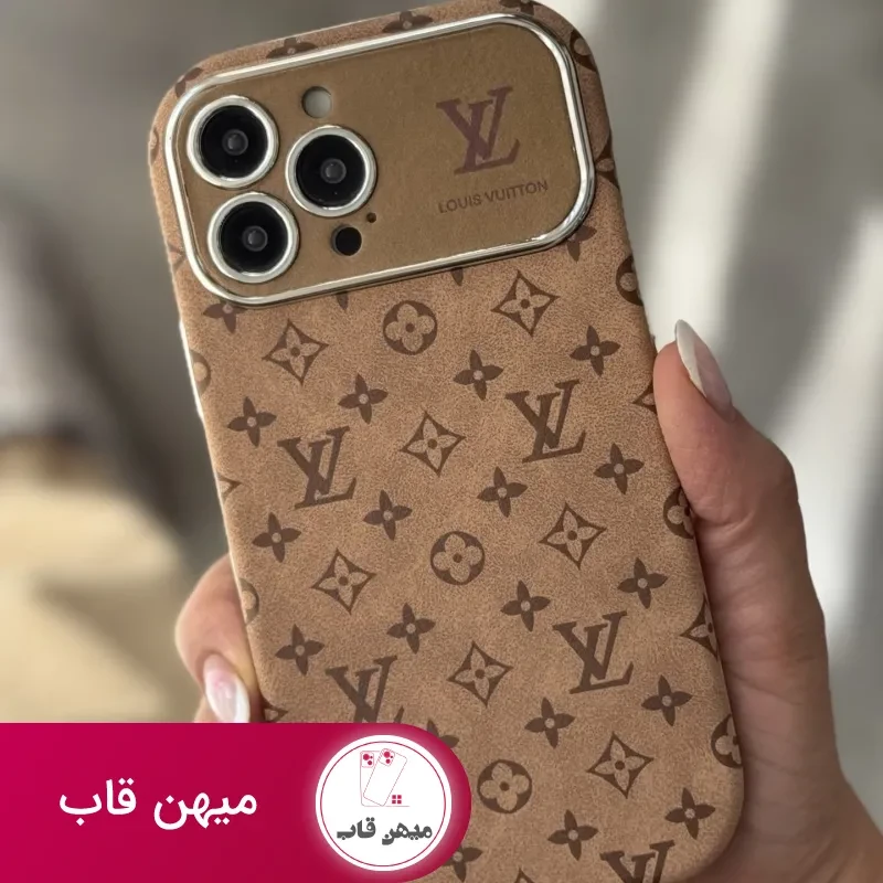 قاب موبایل آیفون لویی ویتون مخملی فونتی قهوه ای