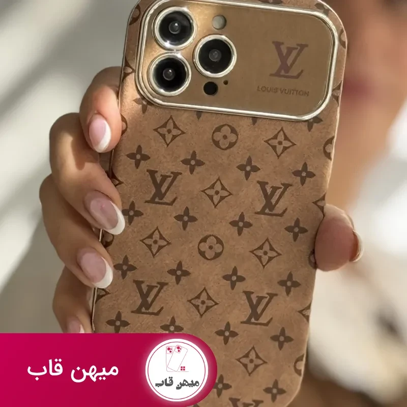 قاب موبایل آیفون لویی ویتون مخملی فونتی قهوه ای