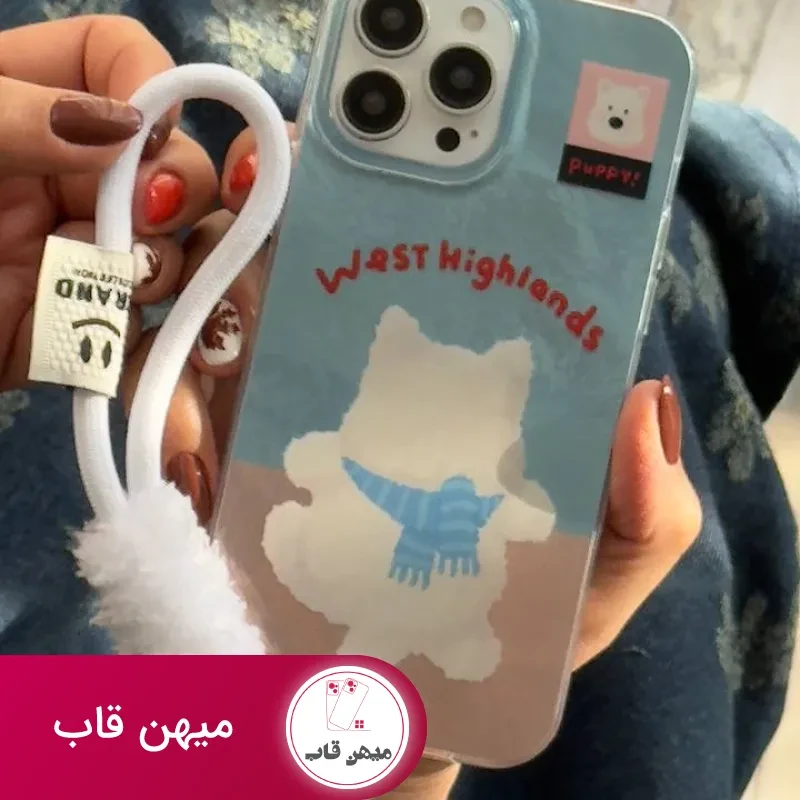 قاب موبایل آیفون پاپی وست هایلند + بند فابریک