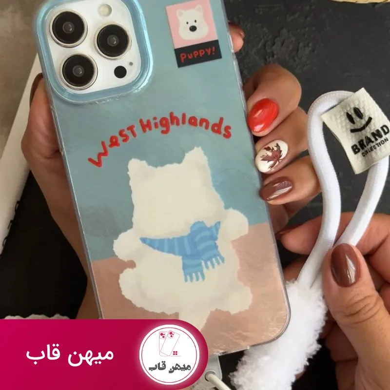 قاب موبایل آیفون پاپی وست هایلند + بند فابریک