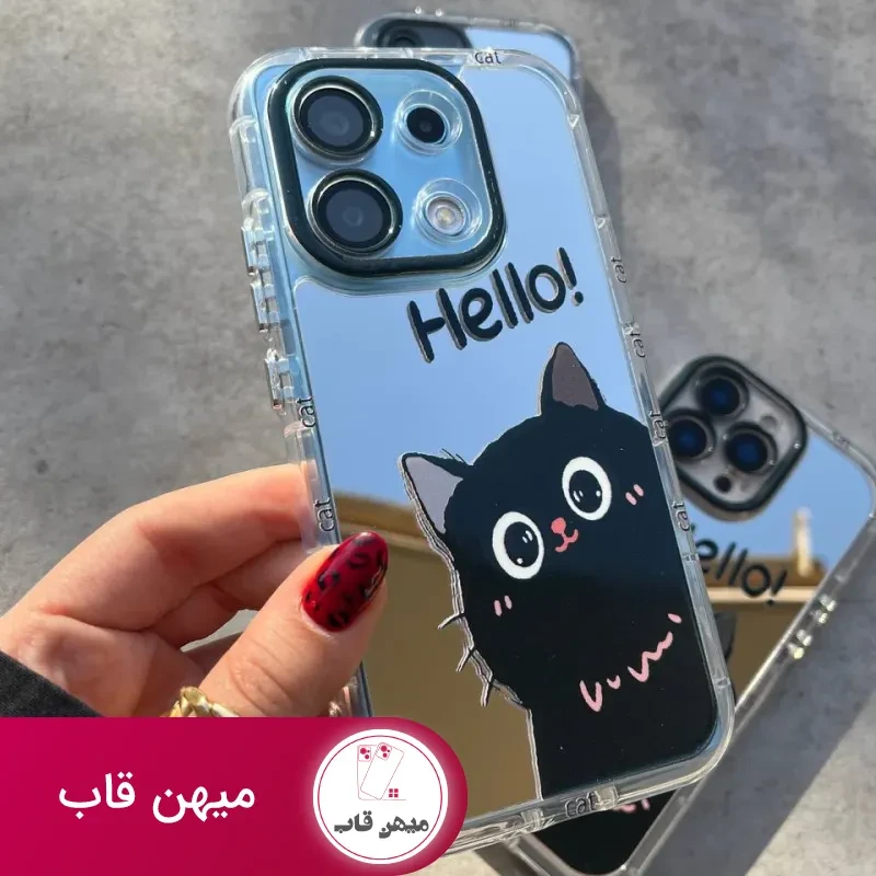 قاب گوشی آیینه ای hello cat