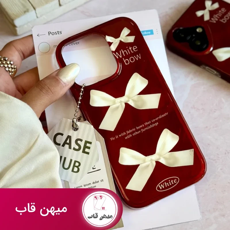 قاب آیفون چری white bow