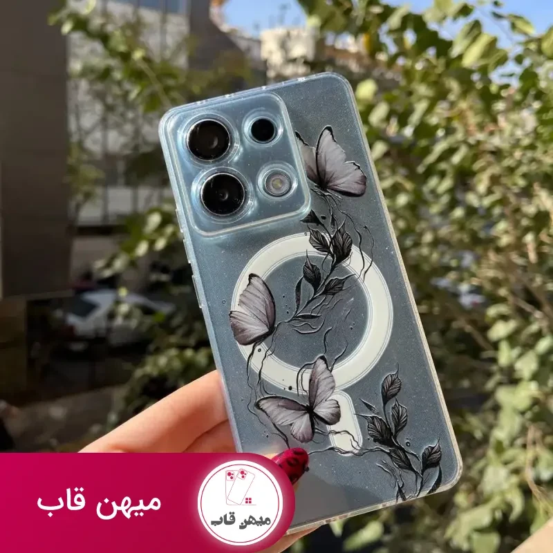 قاب شیاومی ژله ای پروانه های مشکی طرح مگسیف