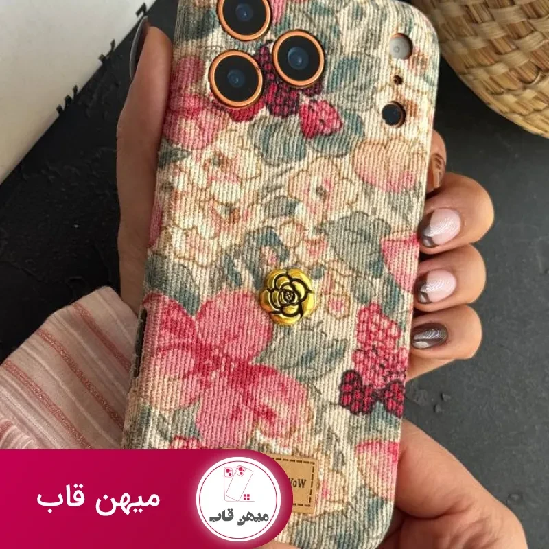 قاب موبایل آیفون گوچی فلاور کبریتی پارچه ای