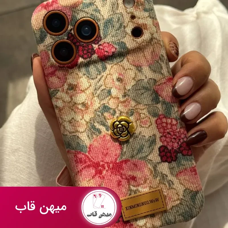 قاب موبایل آیفون گوچی فلاور کبریتی پارچه ای