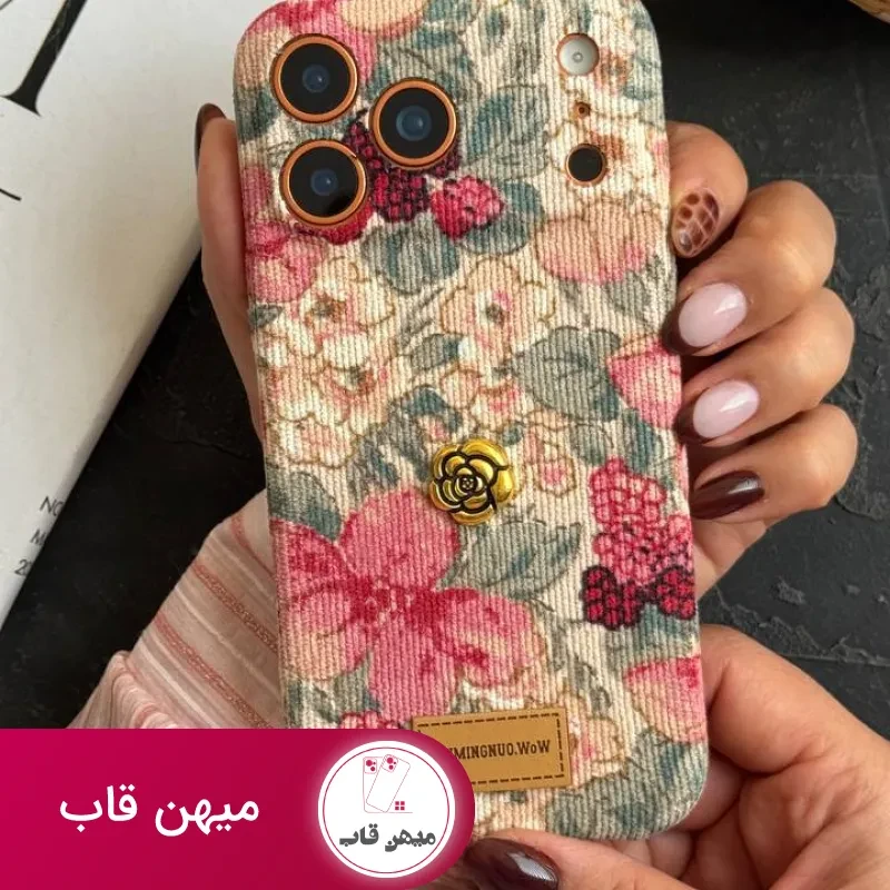 قاب موبایل آیفون گوچی فلاور کبریتی پارچه ای