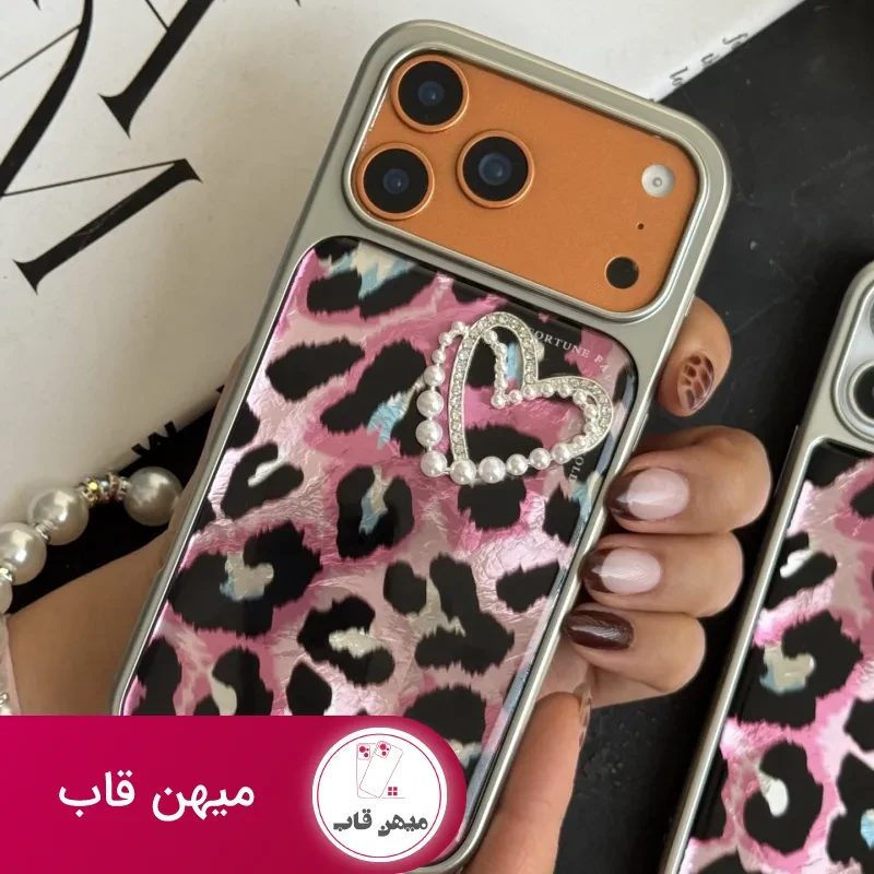 قاب موبایل آیفون سینیور تایم قلب صورتی + بندست