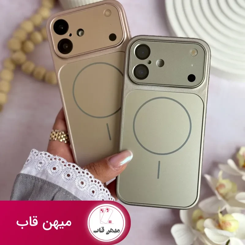 قاب گوشی ایفون AG GLASS - تیتانیوم و طلایی