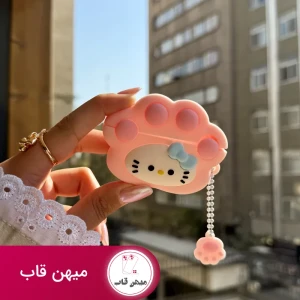 کاور ایرپاد سیلیکونی کیتی پنجه صورتی با آویز