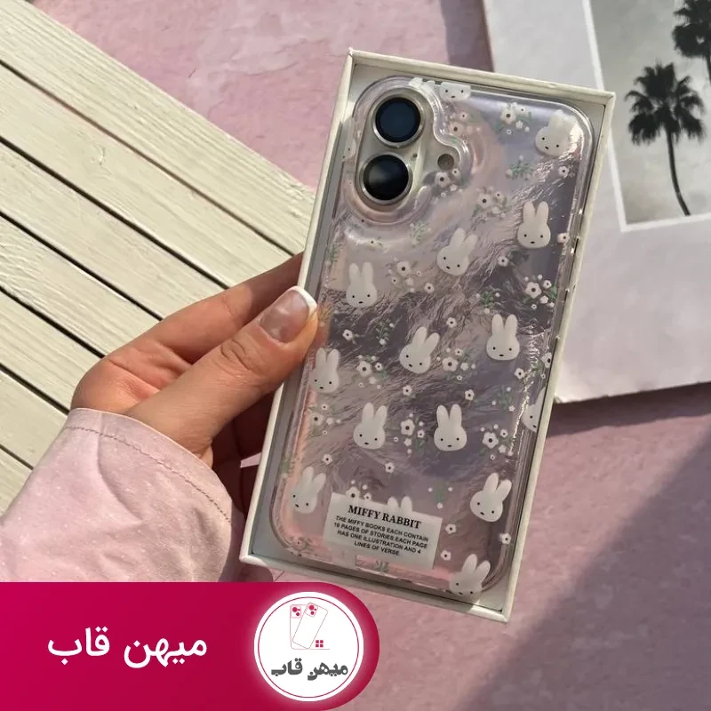 قاب گوشی خرگوش با آویز صورتی