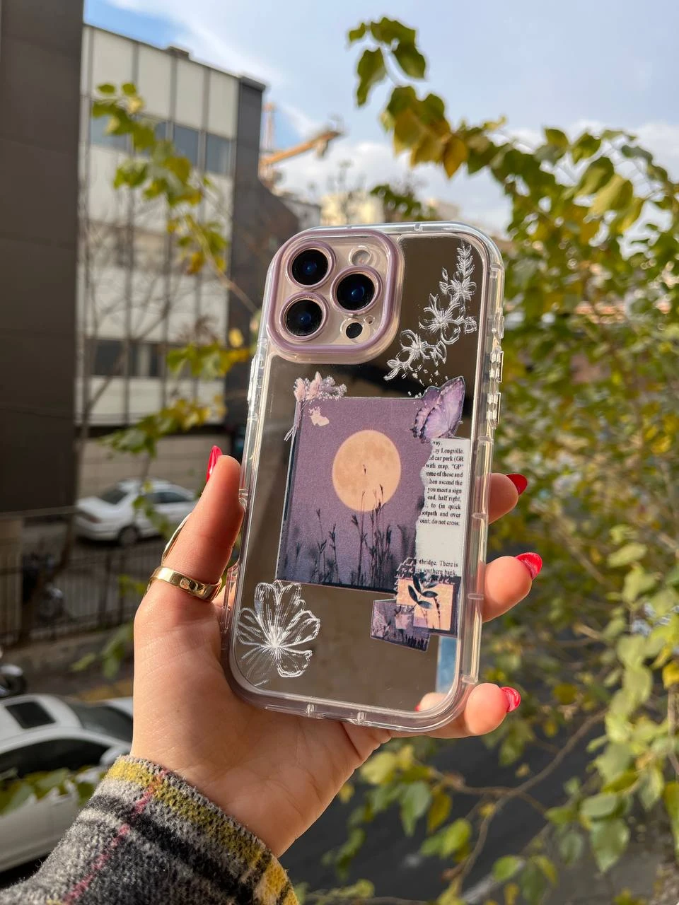 قاب گوشی آیینه ای غروب آسمان