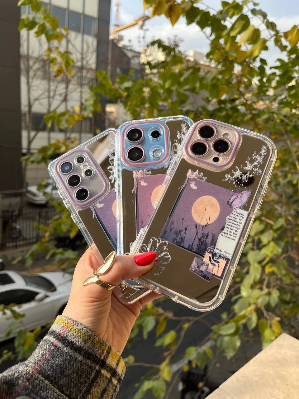 قاب گوشی آیینه ای غروب آسمان