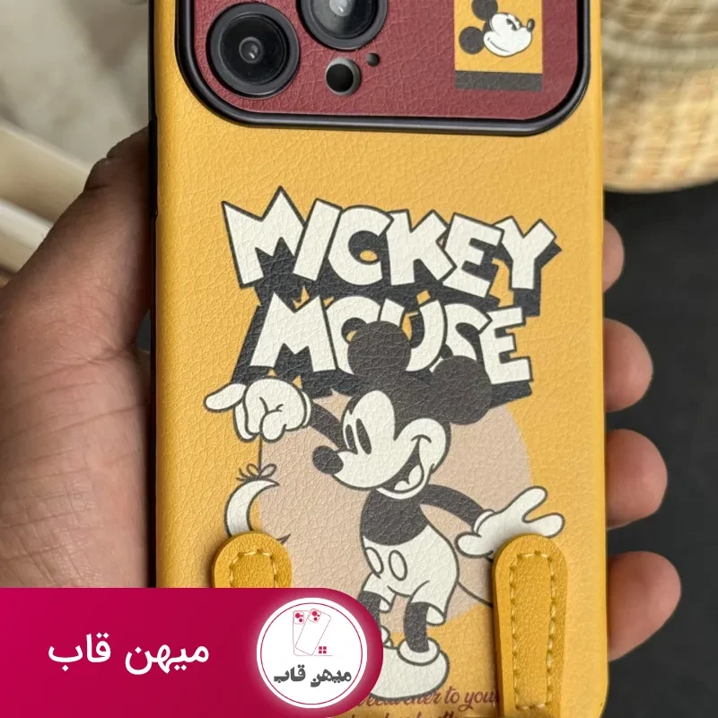 قاب موبایل آیفون میکی موس لیمویی + بندست