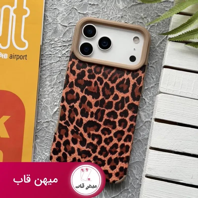 قاب آیفون پلنگی ریز مخملی