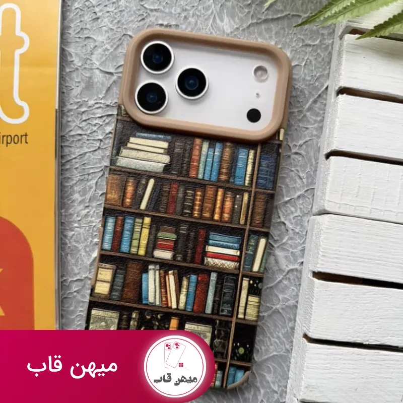 قاب آیفون کتابخانه مشکی مخملی