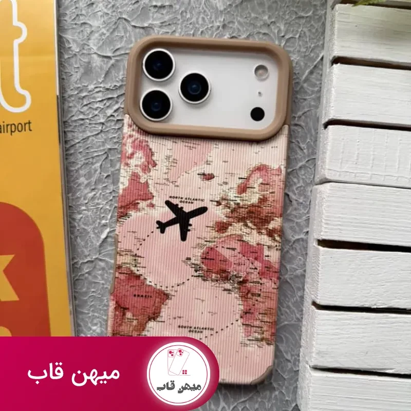 قاب آیفون هواپیما صورتی مخملی