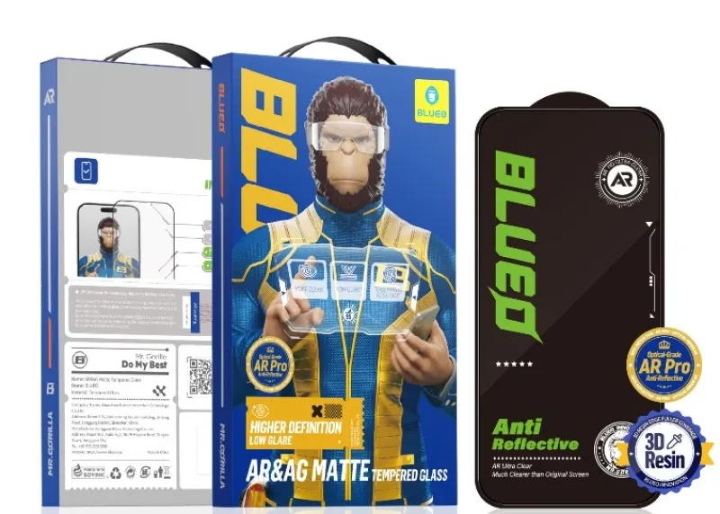 گلس محافظ صفحه بلو شفاف مات ضد انعکاس نور Blueo AR & AG Matte Tempered Glass