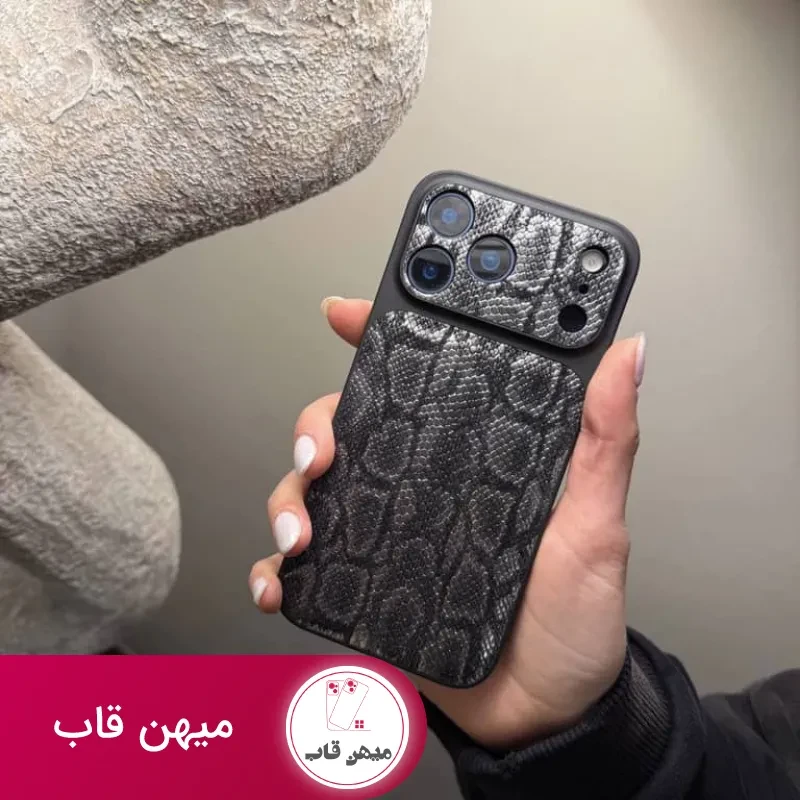 قاب طرح پوست مار پایتون به همراه محافظ دور لنز آیفون