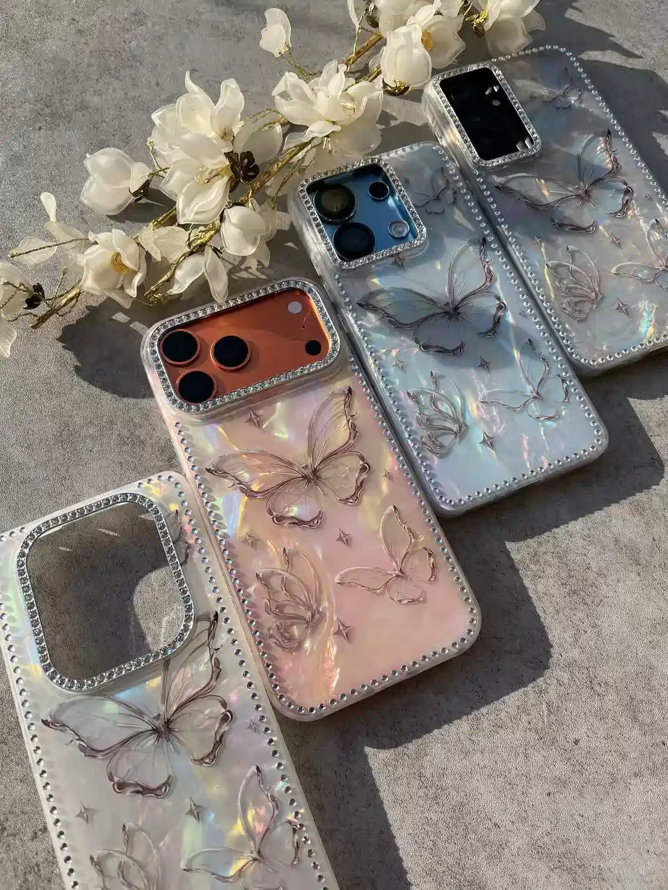 قاب ماربل نگین دار طرح پروانه یخی