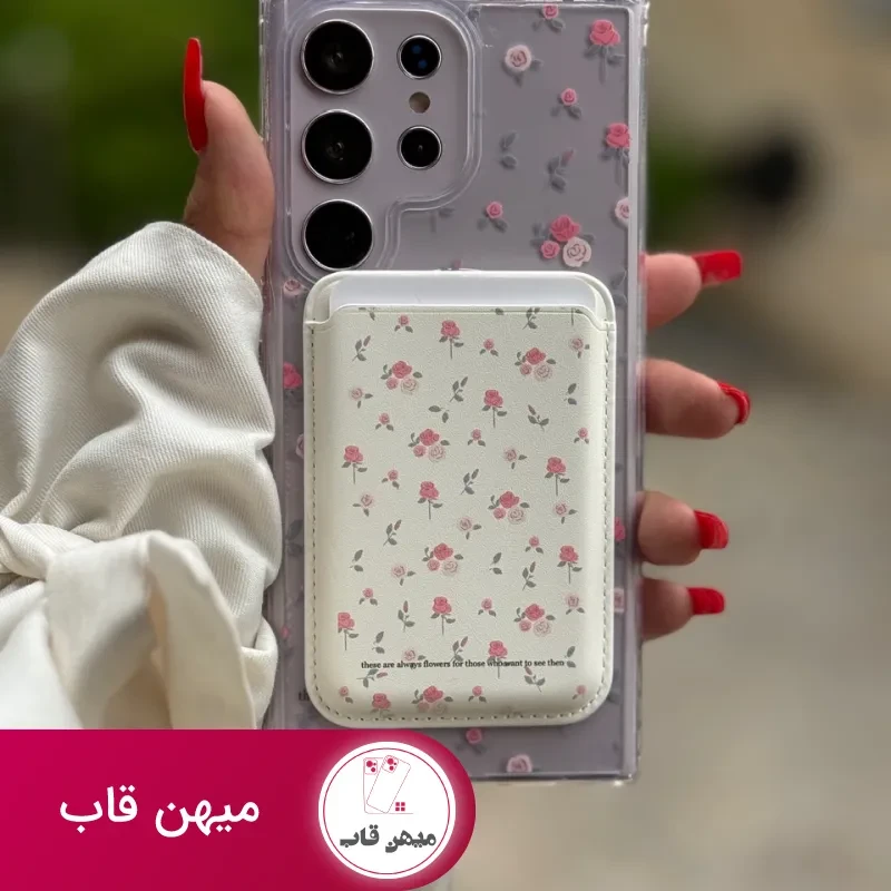 قاب گوشی گل رز همراه با ولت مگ سیف