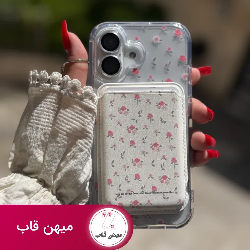 قاب گوشی گل رز همراه با ولت مگ سیف