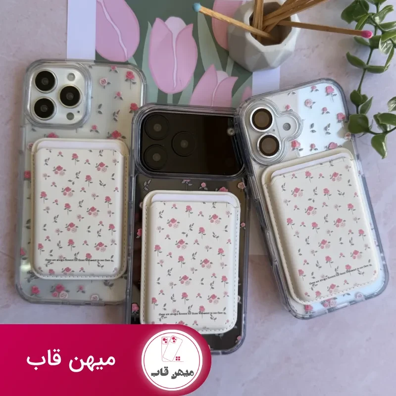 قاب گوشی گل رز همراه با ولت مگ سیف