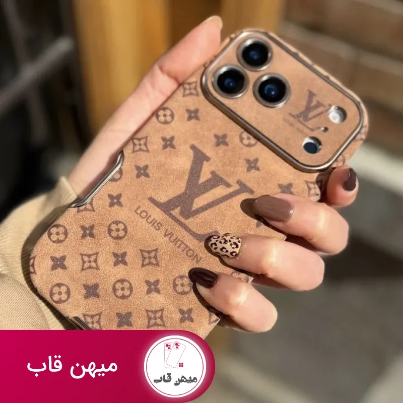 قاب گوشی موکا مونگرام - چرم قهوه ای طرح لویی ویتون