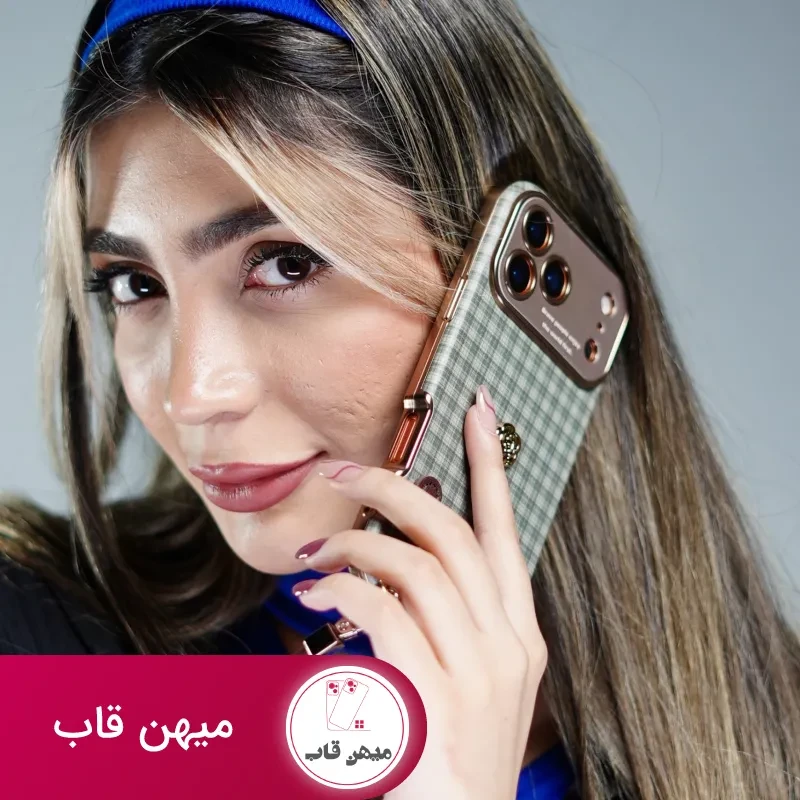 قاب موبایل آیفون چهارخونه سبز این نیز بگذرد + بندست