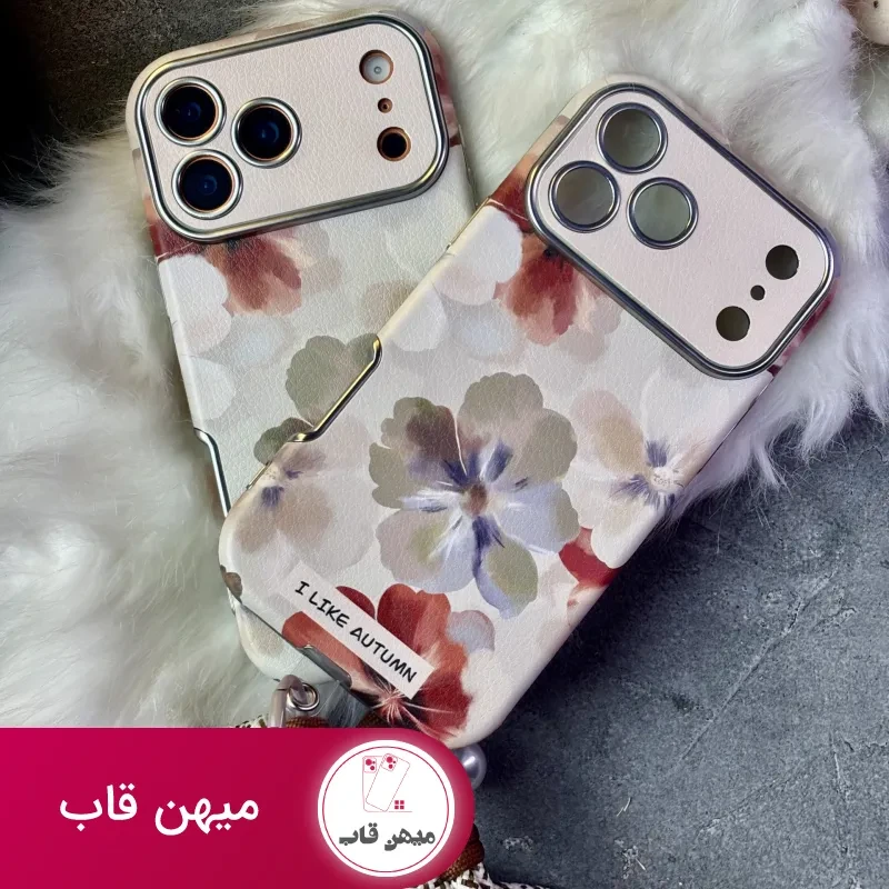 قاب گوشی موبایل آیفون فلورال پاییزی + بندست