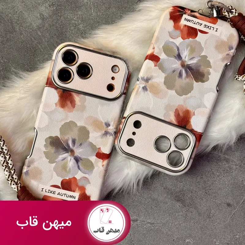 قاب گوشی موبایل آیفون فلورال پاییزی + بندست