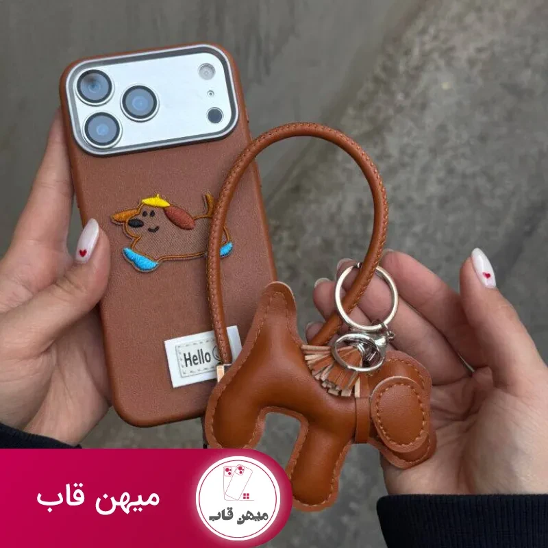 قاب گوشی سگ سوسیسی با بند چرم و آویز