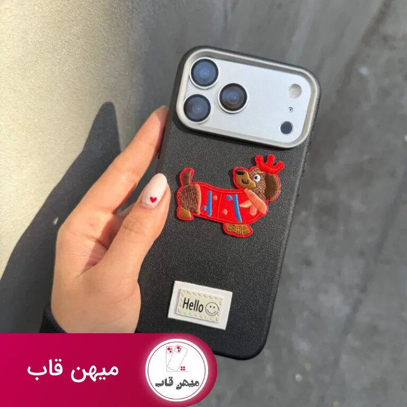 قاب گوشی سگ سوسیسی با بند چرم و آویز