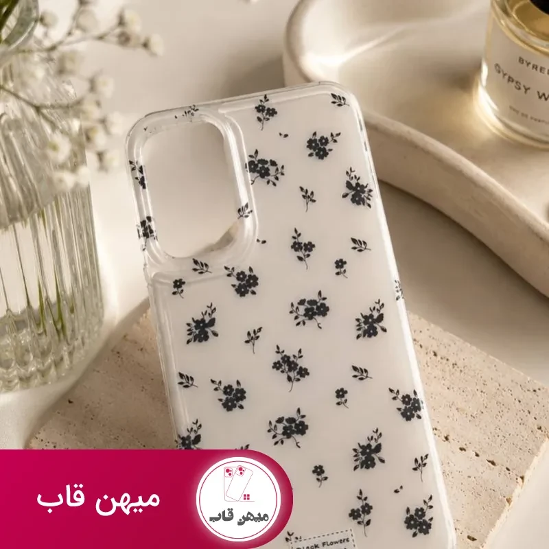 قاب گوشی گل ریز مشکی